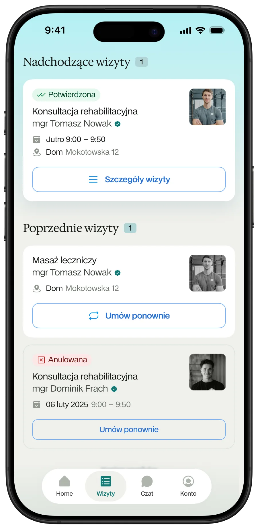 Podgląd aplikacji Domedo